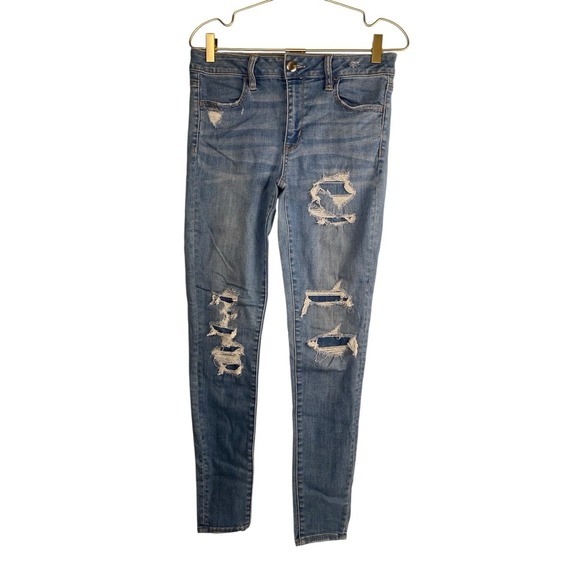 American Eagle Outfitters Denim - American Eagle Woman's Next Level Ripped Stretch Skinny Jeans Size 6 577‎